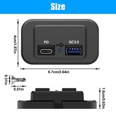 2X 12-24V 4.8ADual USB PD QC3.0 Car Boat RV Fast Charger Socket LED Power Outlet
