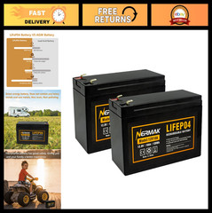 12V 10Ah Lithium Ion LiFePO4 Deep Cycle Battery 2 Pack, 2000+ Cycles, Rechargeab