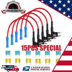 15Pcs Fuse TAP ADAPTER KIT 12V 20 Amp Car Add-a-circuit Mini ATM APM Blade Fuse
