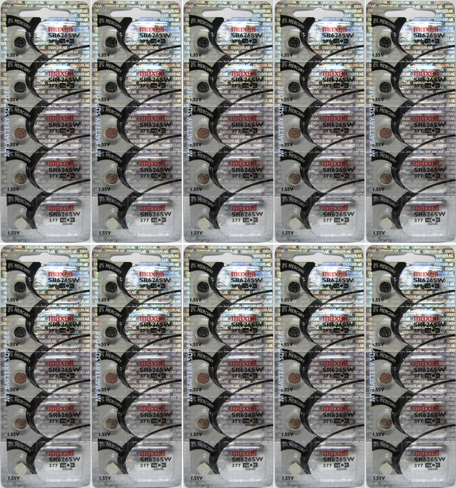 50 Maxell 377 SR626SW SR626 V377 SR66 Watch Batteries