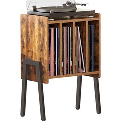 Versatile Rustic Brown Turntable Stand & Nightstand with Spacious Storage