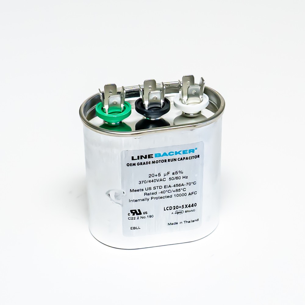 Supco Capacitor Oval Dual Run 20 + 5 uf mfd 370/440 Volts for HVAC Motors