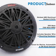 Pyle 6.5″ 200 W Marine Boat Speaker System Weather Proof Dual 2 Way