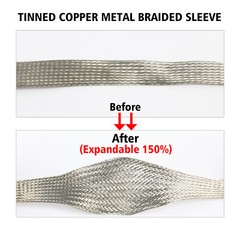 Tinned Copper Braided Flat Shielding Sleeve Automotive Ground Strap Protect Lot