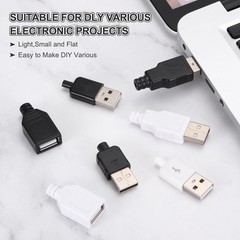 20 PCS White USB 2.0 Type A Female Plug 4 Pin Solder Terminal Connector 3mm