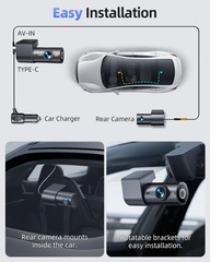 Advanced 4K+1080P Dash Cam with Night Vision & 5.8GHz WiFi Connectivity – 64GB
