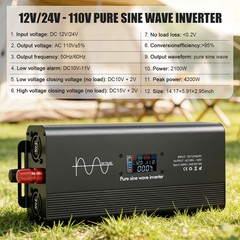 20000W Pure Sine Wave Car Power Inverter 12/24V DC to 110V 120V AC 60HZ US Stock