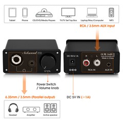 HiFi Mini Headphone Amplifier Audio Home Stereo Headset Amp w/ 3.5 6.35mm Jacks