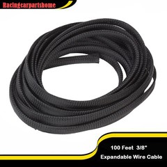 100 FT 3/8″ Expandable Wire Cable Sleeving Sheathing Braided Loom Tubing Black