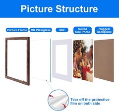 11×14 Picture Frame Rustic Brown Wood Set of 11X14-6PCS,