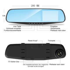 1080P HD Rearview Mirror Car DVR Dual Dash Cam Camera Front Rear Video Recorder