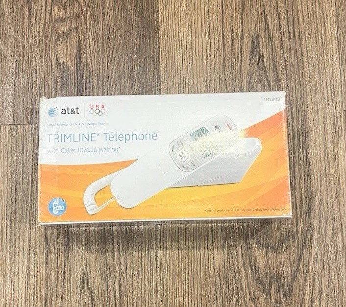 AT&T TR1909 Trimline Corded Telephone Caller ID Call Waiting White New Open Box