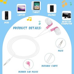 3.5mm In-ear Earbuds Headphones – Wired AUX Jack Earphone Stereo Great for Kids!