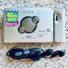 [Rare Full Box] AIWA PX380 Walkman Cassette Player, Awesome Silver ! Working !