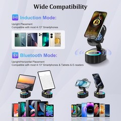 5in1 Wireless Induction Audio Bluetooth Speaker Phone Holder Power Bank LEDLight