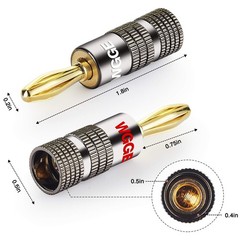 WGGE WG029 Banana Plugs Audio Jack Connector, 24k Gold Dual Screw Lock Speake…