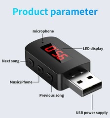 Bluetooth 5.4 Car FM Transmitter Receiver Handsfree USB Wireless Audio Adapter