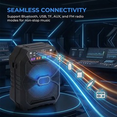 Rechargeable Bluetooth Speaker w/ 8” Woofer Portable LED Party Speaker AUX TWS