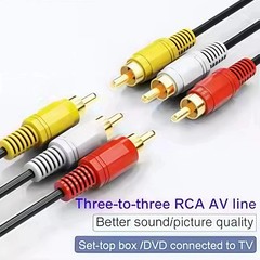 3 RCA to 3 RCA Male to Male Composite AV Cable for TV DVD Home Theater- 1m