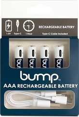 4pack USB AAA Lithium ion Rechargeable Batteries 1.5V 750mWh Type C Cable Bump