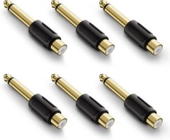 RCA To 1/4″ Audio Adapter 6.35Mm Mono Plug Male To RCA Female Connectors 6 Pack