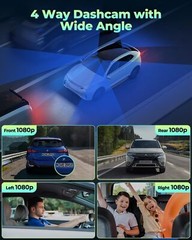 Dash Cam 4 Channel 360° Front Rear Inside DashCam, FHD 1080P Car Camera 128GB