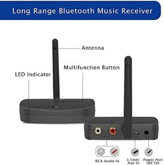 Besign BE-RCA Long Range Bluetooth Music Receiver, Wireless Audio Black