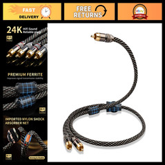 High-Quality RCA Audio Splitter Cable 1 Male to 2 Male, 15 AWG, Gold-Plated, 6.5