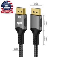 Displayport 2.1 16K DP Cable 8K@120Hz/60Hz 4K@240Hz 80Gbps HDR Video Audio Cable