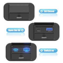 12V USB Outlet Surface Mount Lightweight PD USB C 30W and QC 3.0 18W Ports for