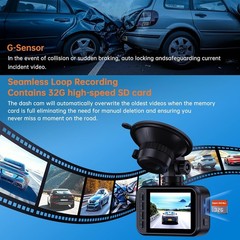 Dash Cam Front and Rear, 2.5K Dual Camera for Cars, 2560P Mini Car Black