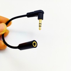 15cm 90 degree 3.5mm Male to Female Stereo Audio Cable Audio Cord Extension Gold