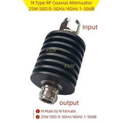 N Type Coaxial Attenuator 25W 50Ω 0-3GHz/4GHz 1/2/3/5/6/10/15/20/25/30/40/50dB