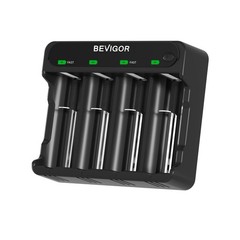 BEVIGOR AA AAA Battery Charger 4 Bay for NiMH NiCD Rechargeable Black