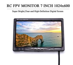 Fpvdrone Rc 7 Inch Fpv Monitor 1024X600 Ips Lcd Display Screen Monitor Hood Sun