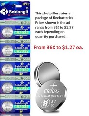 CR2032 Battery Order Any quantity Free ship Free returns LOW AS 36¢ each