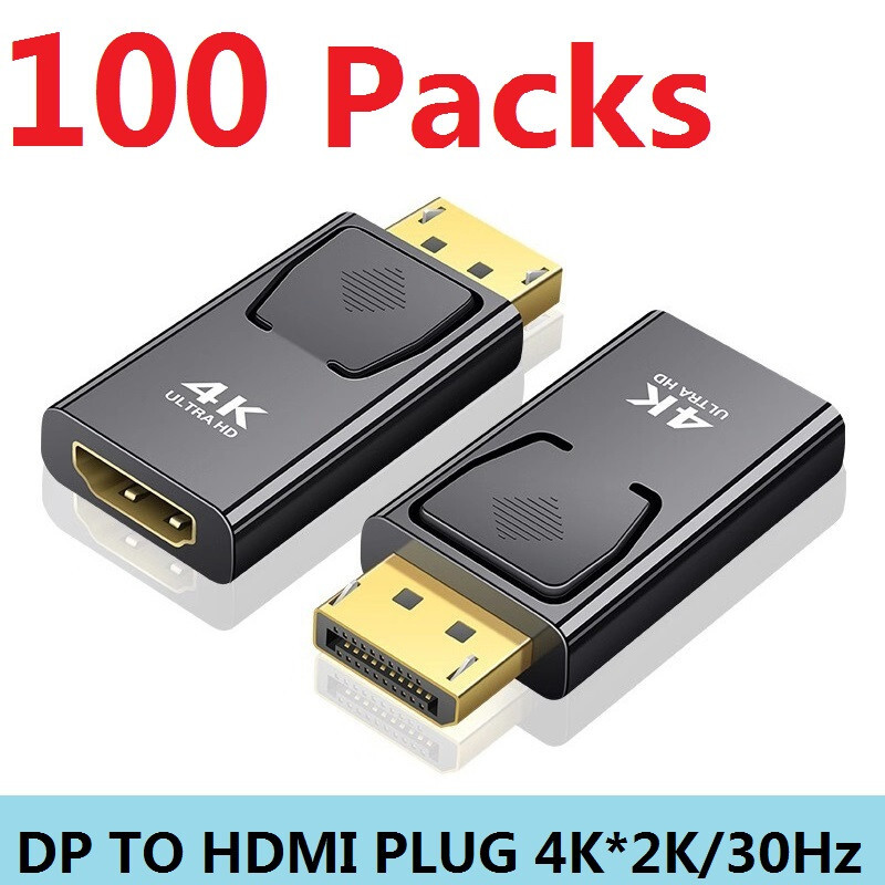 LOT 100 x DisplayPort DP Male to HDMI Female Converter Adapter Plug 4K 1080P