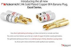 Nakamichi GrubLock Excel Series 24k Gold Plated BFA Banana Plugs, 10-18 AWG |…