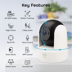 Geeni Orbit 2K PTZ Indoor Smart Security Camera Auto Tracking WiFi Night Vision