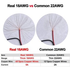 (Real 18AWG) 10 Pairs 12V 5A DC Power Pigtail Barrel Plug Connector Cable, 2