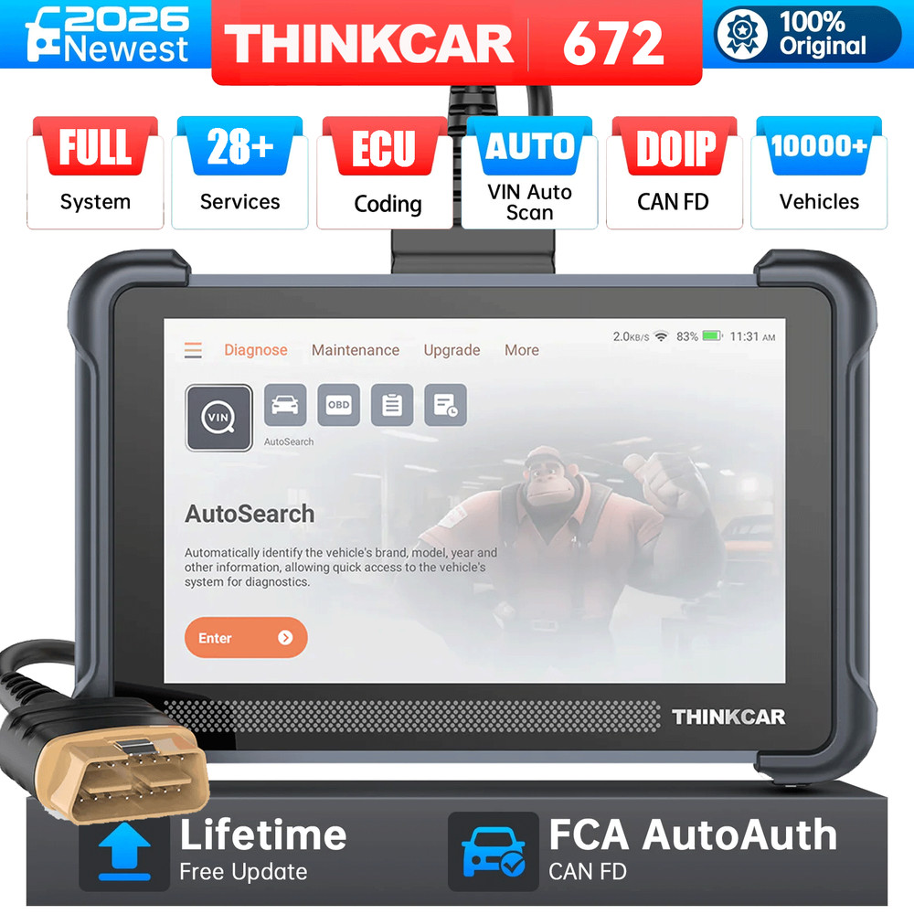 ThinkScan 672 Automotive OBD2 Scanner Car Diagnostic Tool CAN FD 28+Resets FREE
