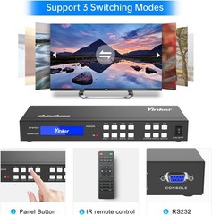 4K HDMI Matrix Switch 4×4, 4K@30Hz HDMI Matrix Switcher Splitter 4 in 4 Out
