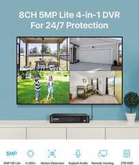 ZOSI H.265 5Mp-Lite HD 8CH DVR System 2TB Hard Drive AI Human Vehicle Detection