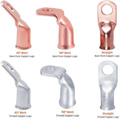 Tinned Copper Cable Lugs 8pcs 4/0 AWG-3/8 90 Degree Bent Battery Lugs,Heavy D…
