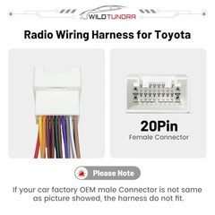 20 Pin Radio Wiring Harness Replacement for Toyota 20-Pin, with Antenna Adapter