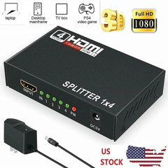 HD 4K 4 Port HDMI Splitter 1×4 Repeater Amplifier 1080P 3D Hub 1 In 4 Out