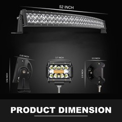 5D 52″ Curved 300W LED Light Bar with 32″ Straight 180W Bar & 4X 4″ Pods Kit