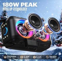 W-KING T9-2 Party Loudest Portable Bluetooth Speaker Wireless Boom Box 180W Max