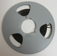 Lot of 4 Grey 10 1/2in Polyline Plastic reels for 1/4in tape + free used tape