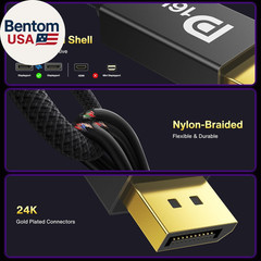 80Gbps Displayport Cable 2.1, 16K DP Cord [16K@60Hz,8K@240Hz,4K@540Hz 480Hz 240H
